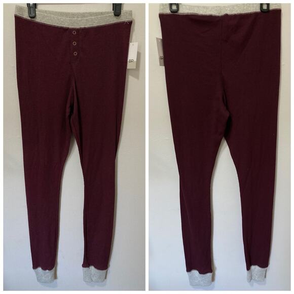 BP. Thermal Leggings size M NWT New Long John Style Burgundy Gray trim - Picture 10 of 10